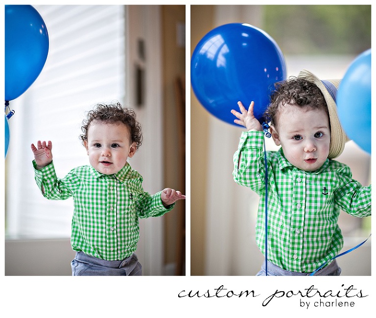 pittsburgh baby photographer first birthday cake smash session hopewell township boy first birthday 1st bday balloons cake gingham green blue (1)