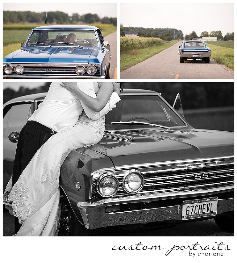 hicksville ohio wedding pittsburgh wedding photographer chevelle bride and groom portraits classic car wedding poses (18)