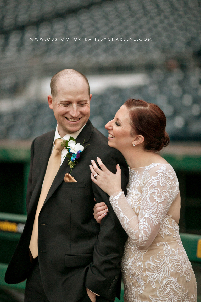 zm pnc park wedding photographer portraits pnc park wedding photography field photos bride and groom at pnc park heinz field sports pirates stadium